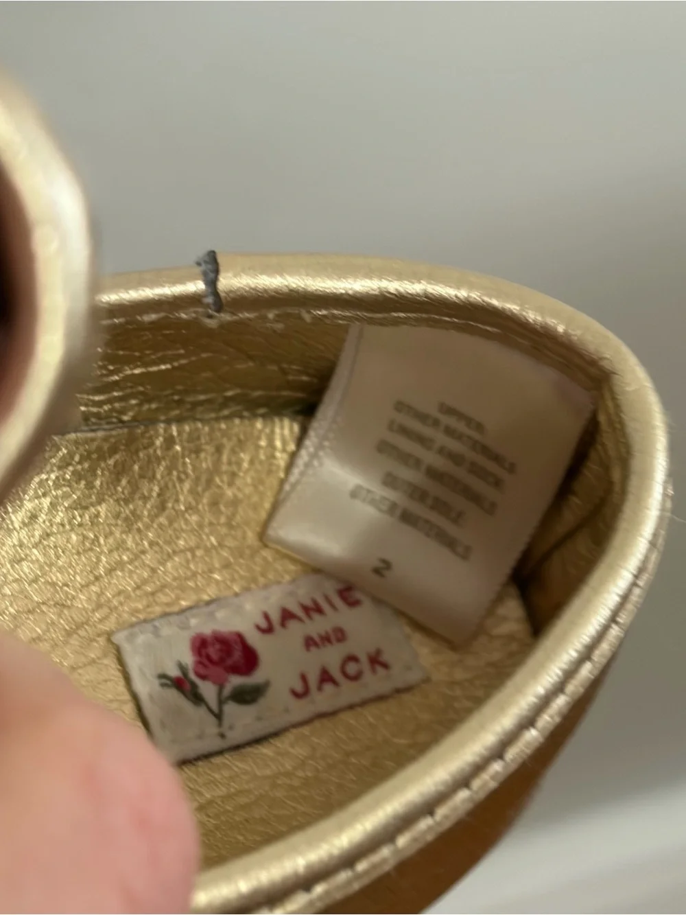 Janie and Jack baby gold flats size 2